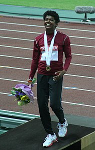 Osaka07 D7A Susanthika Jayasinghe medal.jpg