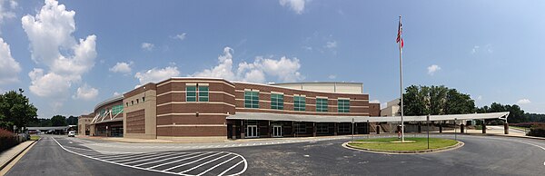 Panorama of the front of the main building, August 2013