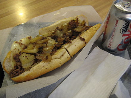 Cheesesteak with Provolone cheese and onions from Jim's Steak at 400 South St.