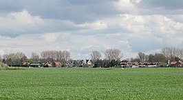 Polder en lintbebouwing gezien vanaf de Molenweg