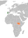 Location map for Portugal and South Sudan.