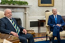 President Biden and Brazilian President Luiz Inacio Lula da Silva President Biden and President Lula of Brazil in the Oval Office of the White House.jpg