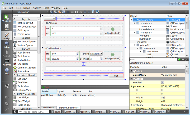 File:Qt Creator 3.1.1 editing a sample UI file from Qt 5.3 using Designer.png