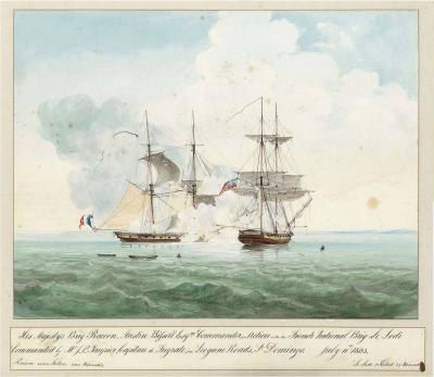 Capture of French brig Lodi by HMS Racoon on 11 July 1803 off Léogâne