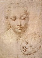 Raphael – Studie van hoofden, moeder en kind, ca.  1509-1511