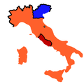 1861:      Kongeriget Sardinien      Kongeriget Lombardiet-Venetien      Kirkestaten Efter de De tusindes ekspedition.