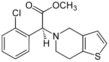 Structural formula of clopidogrel S-Clopidogrel structure.svg