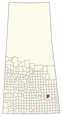 185 numaralı McLeod RM'sinin Saskatchewan'daki konumu