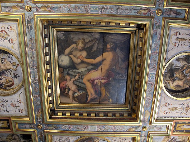 File:Sala di ercole, ercole bambino strozza i serpenti, di vasari e marco da faenza.JPG