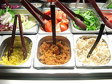 Gastronorm containers in a salad bar. Salad bar.JPG