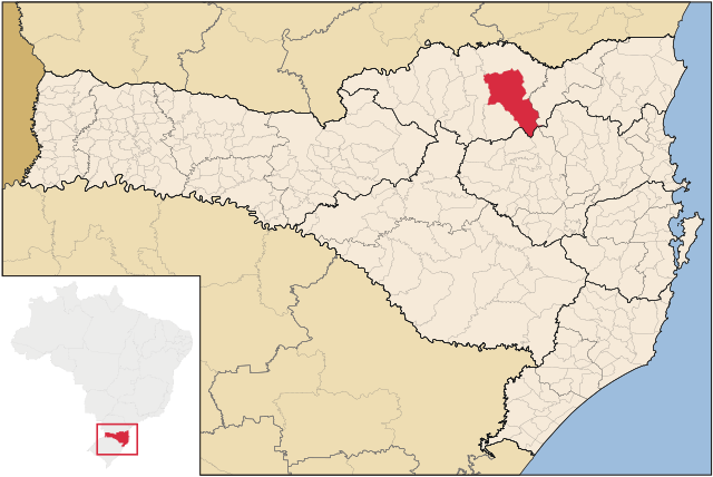 Localização de Itaiópolis em Santa Catarina