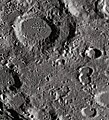 English: Saussure lunar crater as seen from Earth with satellite craters labeled