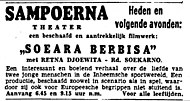 Newspaper advertisement in Dutch for Soeara Berbisa