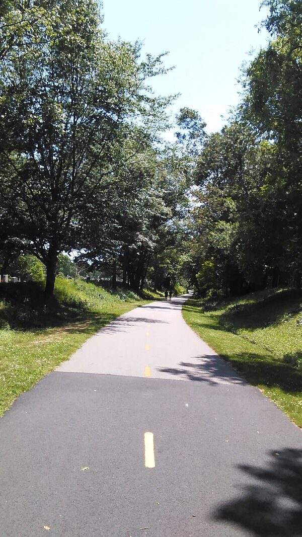 A rail trail in southern Rhode Island