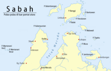 Location of Marudu Bay on the north coast of Sabah SouthernPartofSabah-Scheme TelukMarudu.png