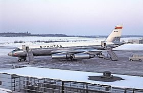 Le Convair 990 de la Spantax impliqué dans l'accident, ici à l'aéroport de Stockholm-Arlanda en février 1969.