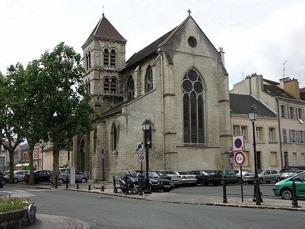 12th-14th century St Nicolas Church in the historical center of Saint-Maur-des-Fossés.
