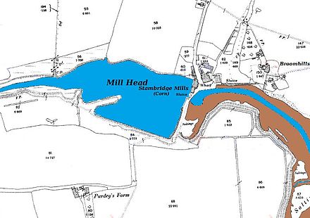 Map showing the tidal pound for Stambridge Tide Mill in 1897