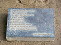 Statue of a Girl in Laguna de la Barrera Park, plaque, 2021-04-13.