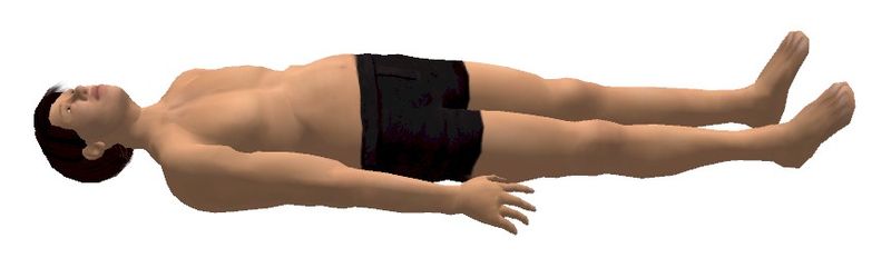 Person lying on their back, facing upward