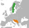 Location map for Sweden and Yugoslavia.