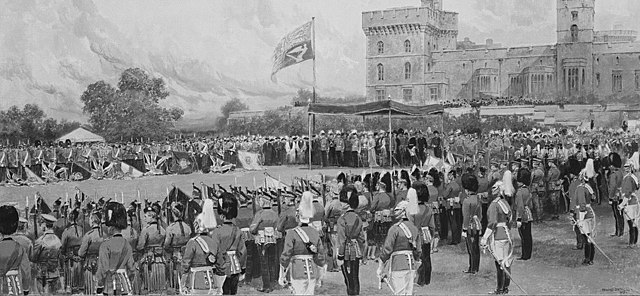 Presentation of colours and guidons to 108 units of the Territorial Force by King Edward VII at Windsor Palace, 19 June 1909