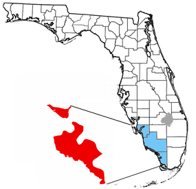 Location of Taniami Formation in Florida. Tamiami Formation map.png