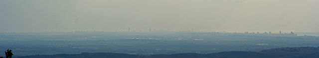 On clear days, Tel Aviv's skyline is visible from the Carmel mountains, 80 km north