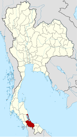 Songkhlas läge i Thailand.