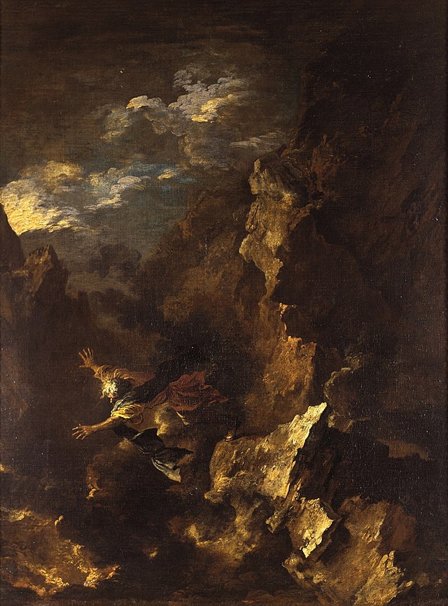 Pintura de Salvator Rosa La mort d'Empèdocles