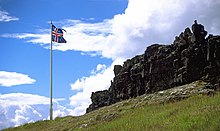 Bandiera islandese a Þingvellir