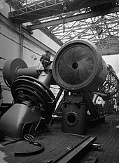 The 74-inch for David Dunlap Observatory, under construction in Grubb Parsons' workshop in Newcastle Toronto 74" Reflector (9293222318).jpg