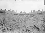 Troops passing Lochnagar Crater, October 1916