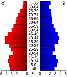 2000 census age pyramid for Christian County USA Christian County, Illinois age pyramid.svg