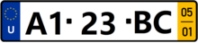 Plates used by the US forces in Portugal, specifically in Lajes (Terceira), Autonomous Region of the Azores. US forces in Portugal license plates (Lajes Air Force Base, Azores).png