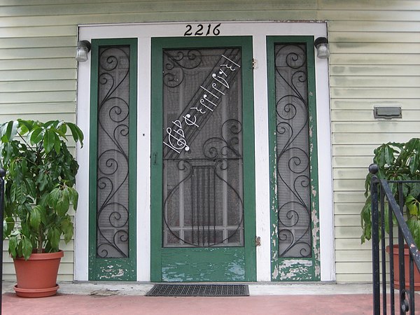 Nick LaRocca's house in Uptown New Orleans has the opening notes of "Tiger Rag" in the door screen.