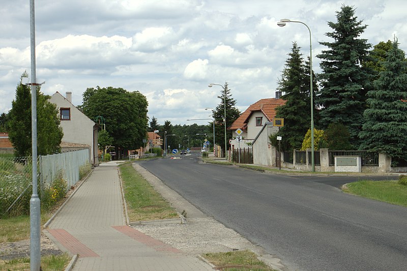 File:Vědomice, hlavní silnice.jpg