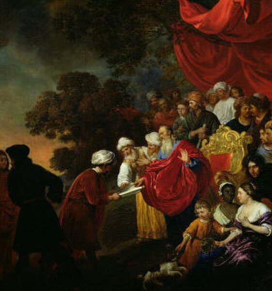 Zerubbabel displays a plan of Jerusalem to Cyrus the Great by Jacob van Loo.