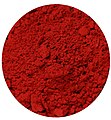 Vermilion pigment, made from cinnabar. This was the pigment used in the murals of Pompeii and to color Chinese lacquerware beginning in the Song Dynasty.