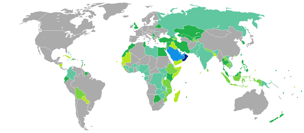 Countries and territories with visa-free or visa on arrival entry for holders of regular Omani passports