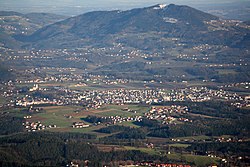 The town of Weiz seen from Schöckl mountain