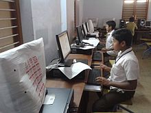 Malayalam Wiki source school students competition at samuel oomen memorial government technical high school, Kulathupuzha Wiki source competition1.jpg