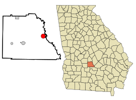 Wilcox County Georgia Incorporated and Unincorporated areas Abbeville Highlighted.svg