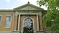 Front of library with 1904 cornerstone