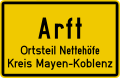 Zeichen 310 Ortstafel (Vorderseite) mit Ortsteil