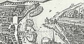 Îles Louviers, aux Vaches et Notre-Dame en 1630 (plan de Tavernier).