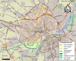 Barevná mapa znázorňující využití půdy.