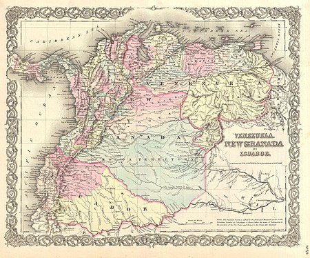 1855 Colton Map of Columbia, Venezuela and Ecuador - Geographicus - VenezuelaColumbia-colton-1855.jpg