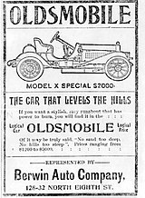 Oldsmobile Model X ad 1908 - Berwin Auto Company Newspaper Ad Allentown PA.jpg
