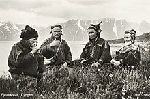 1928 Lyngen Troms Norway group Mountain Sami people Photo pcard.jpg